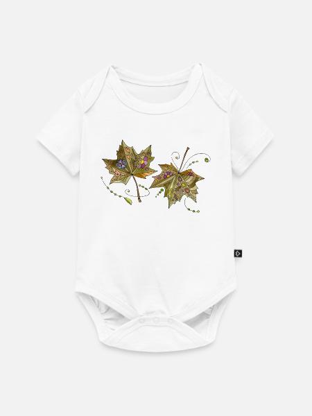 Blätter - Baby Premium Kurzarmbody - Weiß