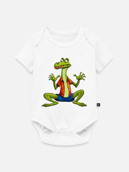 Eidechsen Yoga - Baby Premium Kurzarmbody - Weiß