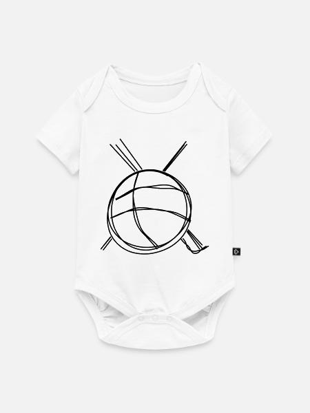 Wollknäuel handgezeichnet - Baby Premium Kurzarmbody - Weiß