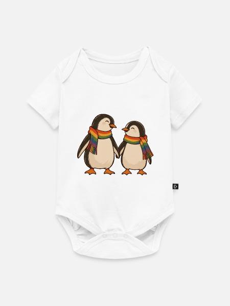 Rainbow Penguin Pride Couple - Baby Premium Kurzarmbody - Weiß