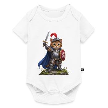 Ritter Kätzchen mit Schwert und Schild - Baby Premium Kurzarmbody - Weiß - Vorne