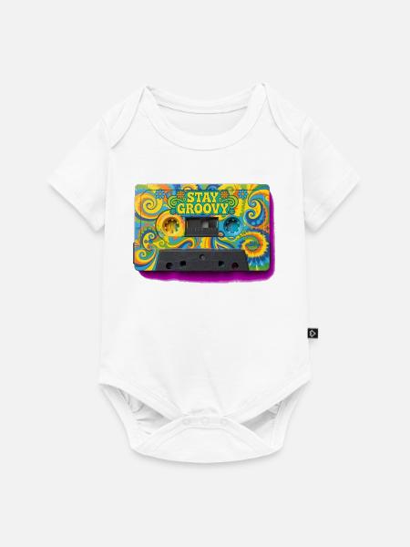Stay Groovy Psychedelic Kassette - Baby Premium Kurzarmbody - Weiß