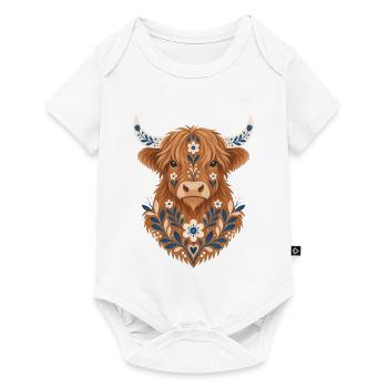 Highland Cow, Schottisches Rind, Hochland Rind - Baby Premium Kurzarmbody - Weiß - Vorne