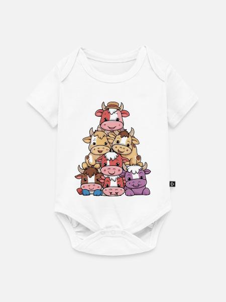 Pyramide der niedlichen Kühe Cartoon - Baby Premium Kurzarmbody - Weiß