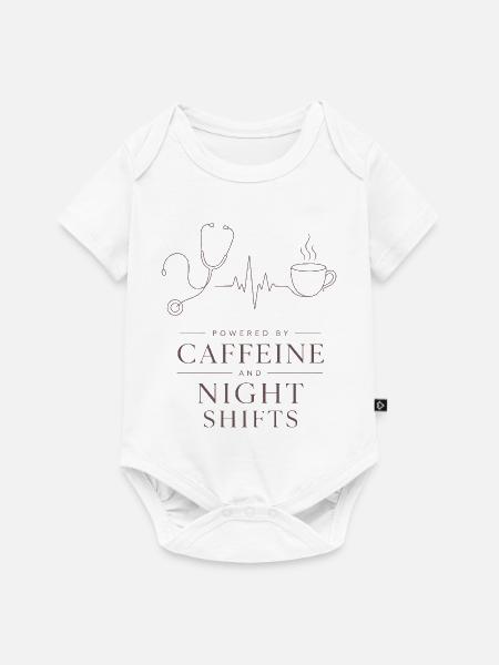Kaffee-Nacht-Schicht Design - Baby Premium Kurzarmbody - Weiß