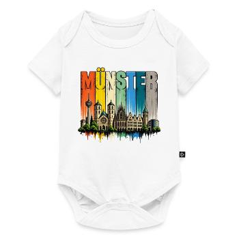 Münster Skyline Regenbogen - Baby Premium Kurzarmbody - Weiß - Vorne