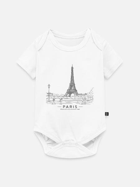 Paris — Eiffelturm-Linienkunst - Baby Premium Kurzarmbody - Weiß