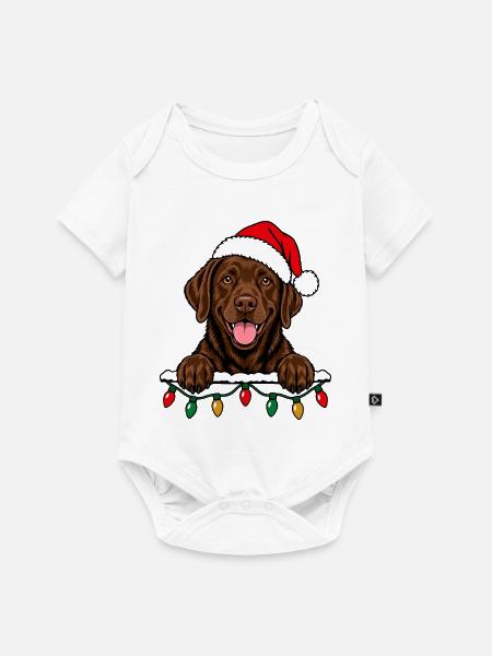 Weihnachten Brauner Labrador - Baby Premium Kurzarmbody - Weiß