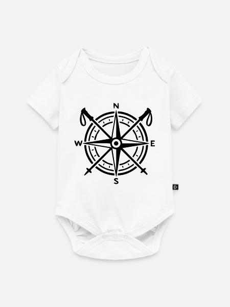 Kompass Wanderstoecke Logo - Baby Premium Kurzarmbody - Weiß