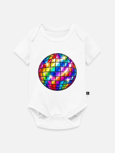 Regenbogen-Disco-Sphäre - Baby Premium Kurzarmbody - Weiß