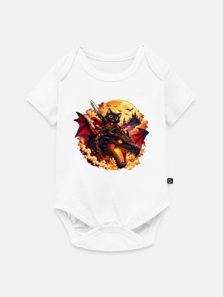 Drachenkatzenritter – Feuer & Fantasy - Baby Premium Kurzarmbody - Weiß