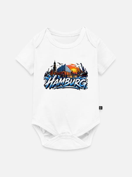 Hamburg Graffiti Hafen Skyline - Baby Premium Kurzarmbody - Weiß