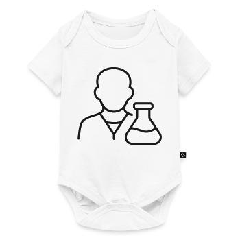 Wissenschaftler mit Laborflaschen-Linien-Symbol - Baby Premium Kurzarmbody - Weiß - Vorne