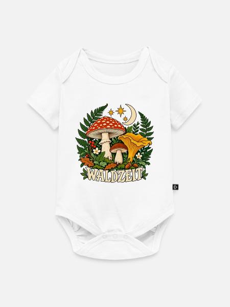 Waldzeit – Pilze und Mond - Baby Premium Kurzarmbody - Weiß