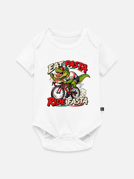 Eat Pasta Ride Fasta – Rennrad T-Rex - Baby Premium Kurzarmbody - Weiß