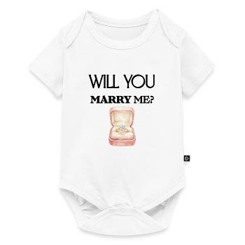 Heiratsantrag Verlobungsring süße Geschenkidee  - Baby Premium Kurzarmbody - Weiß - Vorne