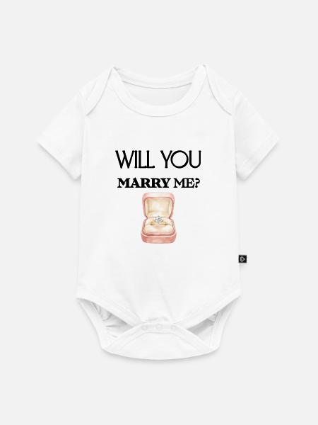 Heiratsantrag Verlobungsring süße Geschenkidee - Baby Premium Kurzarmbody - Weiß