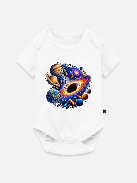 Schwarze Loch Galaxie – Kosmische Weltraumkunst - Baby Premium Kurzarmbody - Weiß