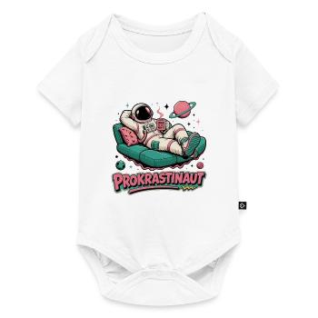 Prokrastinaut auf dem Sofa im All - Baby Premium Kurzarmbody - Weiß - Vorne
