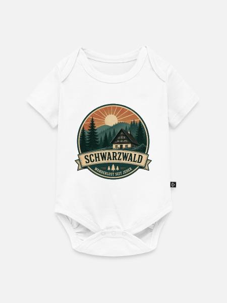 Schwarzwald Retro Waldhaus Abzeichen - Baby Premium Kurzarmbody - Weiß