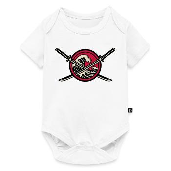 Katana Schwerter Welle Wappen - Baby Premium Kurzarmbody - Weiß - Vorne