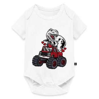 T-Rex Monstertruck Valentinstag - Baby Premium Kurzarmbody - Weiß - Vorne