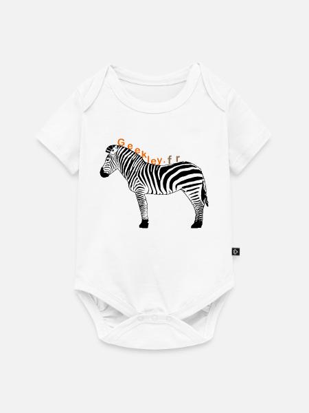 GEEKLEY – Das Zebra – Offizielles Emblem - Baby Premium Kurzarmbody - Weiß