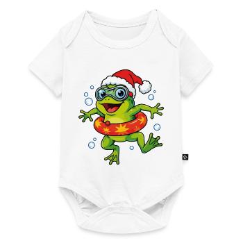 Weihnachtsfrosch mit Schwimmring - Baby Premium Kurzarmbody - Weiß - Vorne