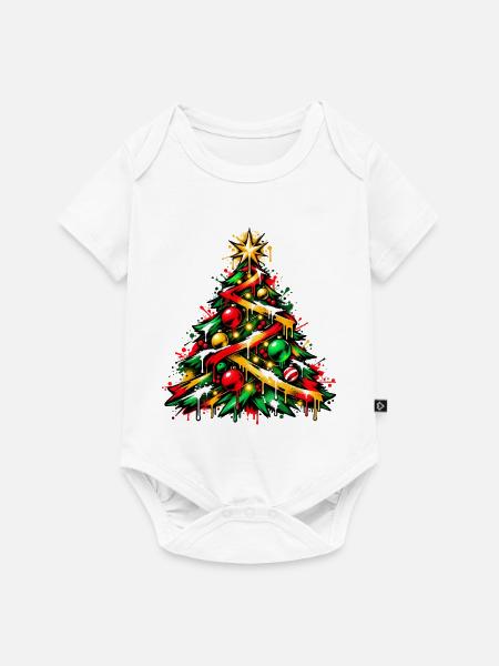 Weihnachtsbaum im Graffiti-Look - Baby Premium Kurzarmbody - Weiß