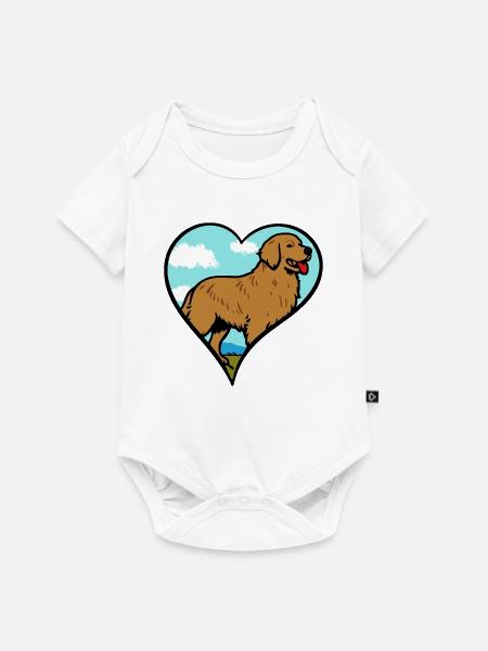 Golden Retriever Liebe Herz - Baby Premium Kurzarmbody - Weiß