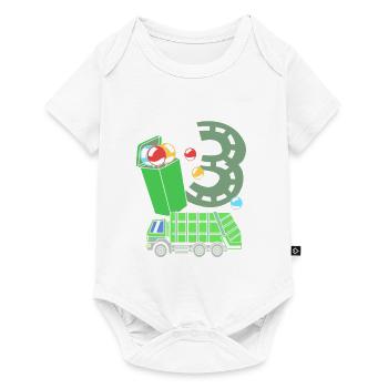 Müllwagen Müllauto Müllmann Mülleimer - Baby Premium Kurzarmbody - Weiß - Vorne