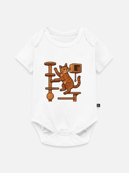 Wohnungskatze im Kletterparcours – Geschenkidee - Baby Premium Kurzarmbody - Weiß