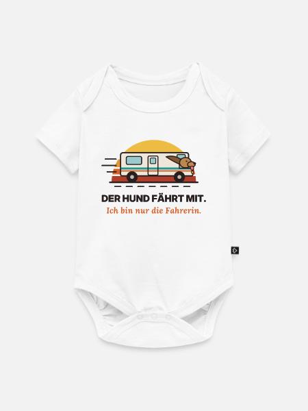 Hund fährt mit: Fahrerin Humor - Baby Premium Kurzarmbody - Weiß