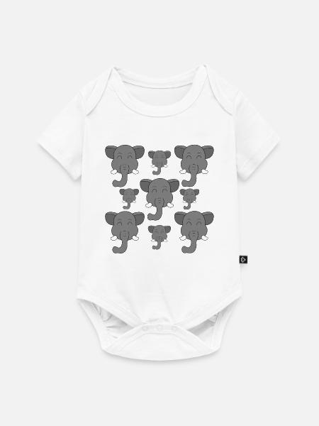 Cartoon-Elefantenkopf - Baby Premium Kurzarmbody - Weiß