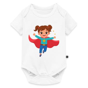 Kawaii Comic Superheldin Power Mädchen T-Shirt - Baby Premium Kurzarmbody - Weiß - Vorne