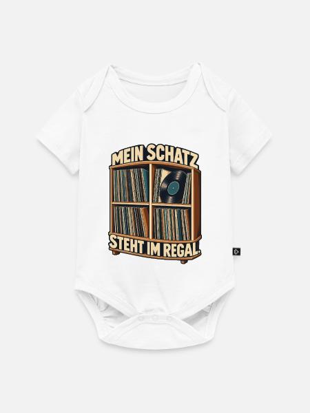 Vinyl Mein Schatz steht im Regal - Baby Premium Kurzarmbody - Weiß