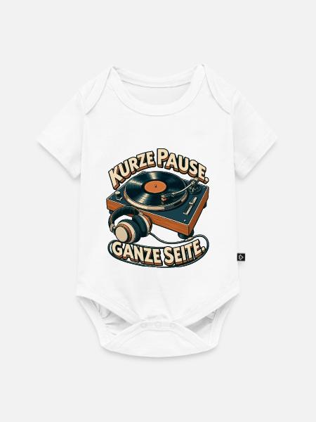Kurze Pause Ganze Seite Vinylturntable - Baby Premium Kurzarmbody - Weiß