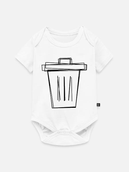 Papierkorb handgezeichnet - Baby Premium Kurzarmbody - Weiß