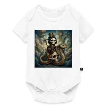 Steampunk-Skelett reitet auf der Schlange - Baby Premium Kurzarmbody - Weiß - Vorne