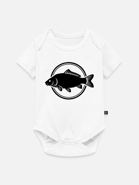 Karpfen Fisch Kreis Logo - Baby Premium Kurzarmbody - Weiß