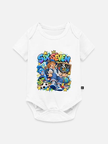 Dritte Klasse Schulfreude Illustration - Baby Premium Kurzarmbody - Weiß