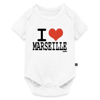 i love Marseille - couleurs personnalisables - Body à manches courtes Premium Bébé - blanc - Devant