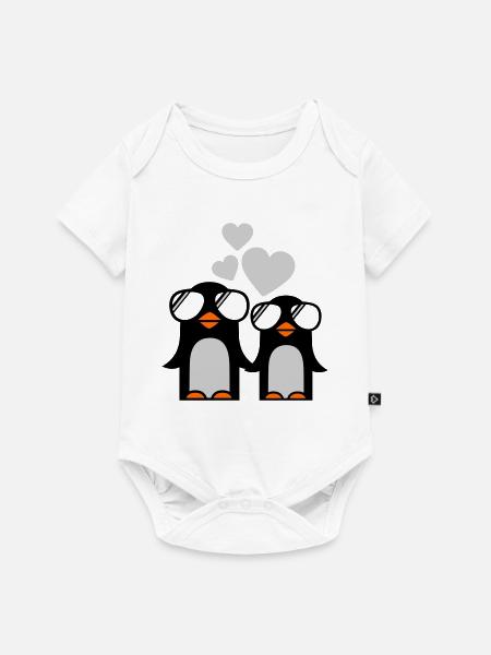 penguins fallen in love - pinguine - Baby Premium Kurzarmbody - Weiß