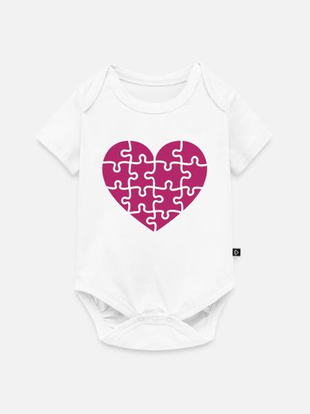 puzzle herz - Baby Premium Kurzarmbody - Weiß