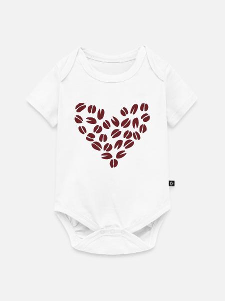 Kaffeebohne Herz - Baby Premium Kurzarmbody - Weiß