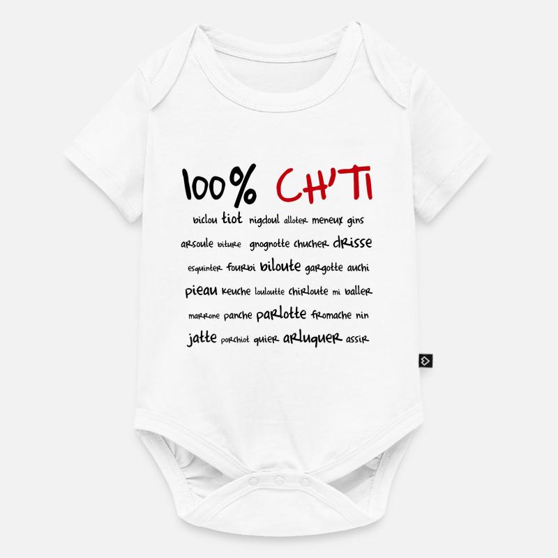 100% Ch'ti - Body à manches courtes Premium Bébé - blanc