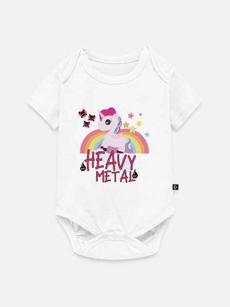 Heavy Metal Unicorn Glitter Gift Horse - Premium babyrompertje met korte mouwen  - wit