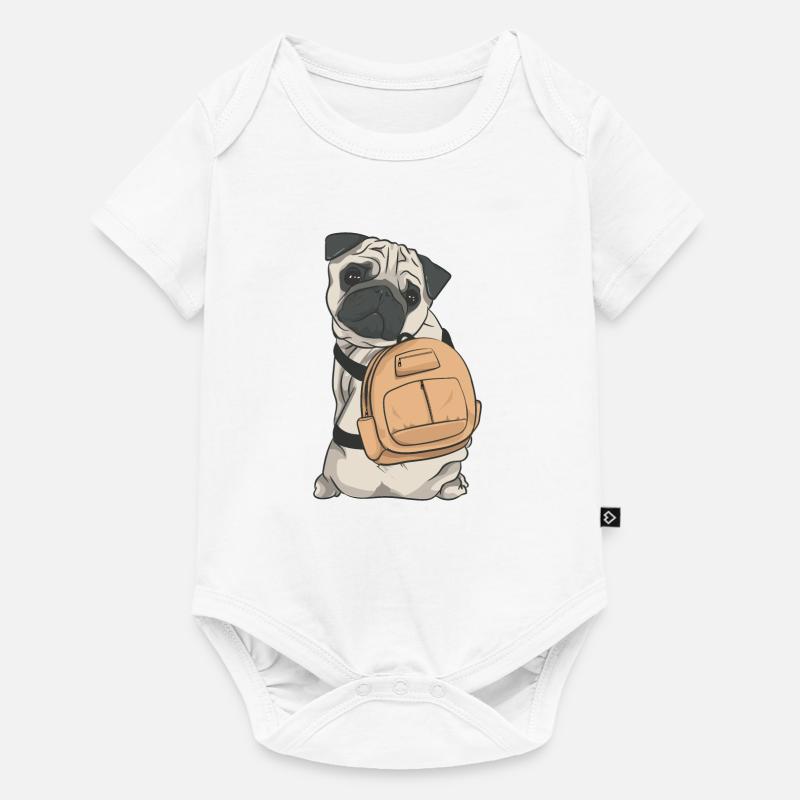 MOPS SUR LES VOYAGES / HAR AVEC UN SAC À DOS - Body à manches courtes Premium Bébé - blanc