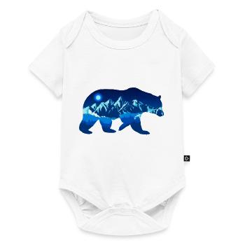 Bear at night in front of mountains in the forest - Baby Premium short-sleeve bodysuit - white - Front