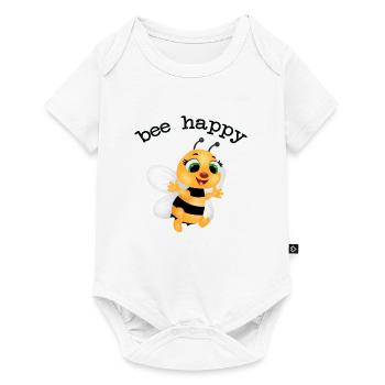 flotte abeille, be happy - Body à manches courtes Premium Bébé - blanc - Devant